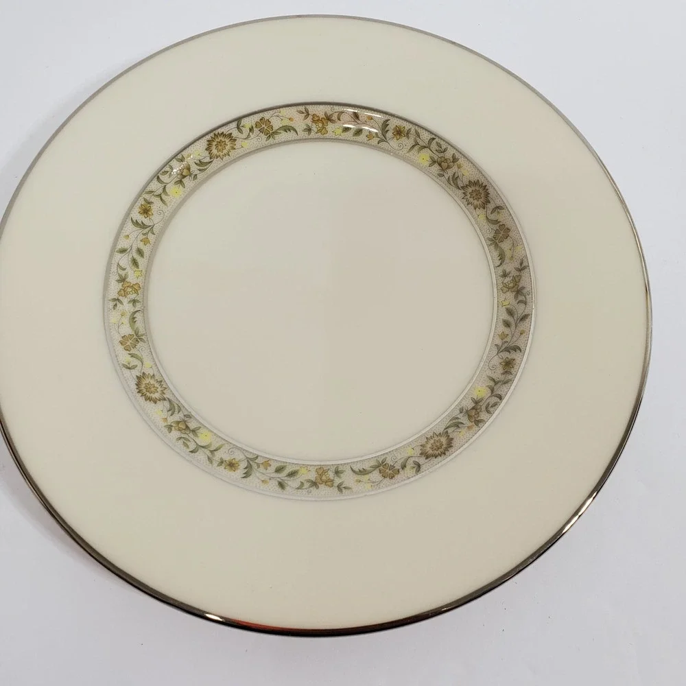 Lenox Springdale Salad Dinner Bread & Appetizer Plates 3 Pieces Platinum Trim